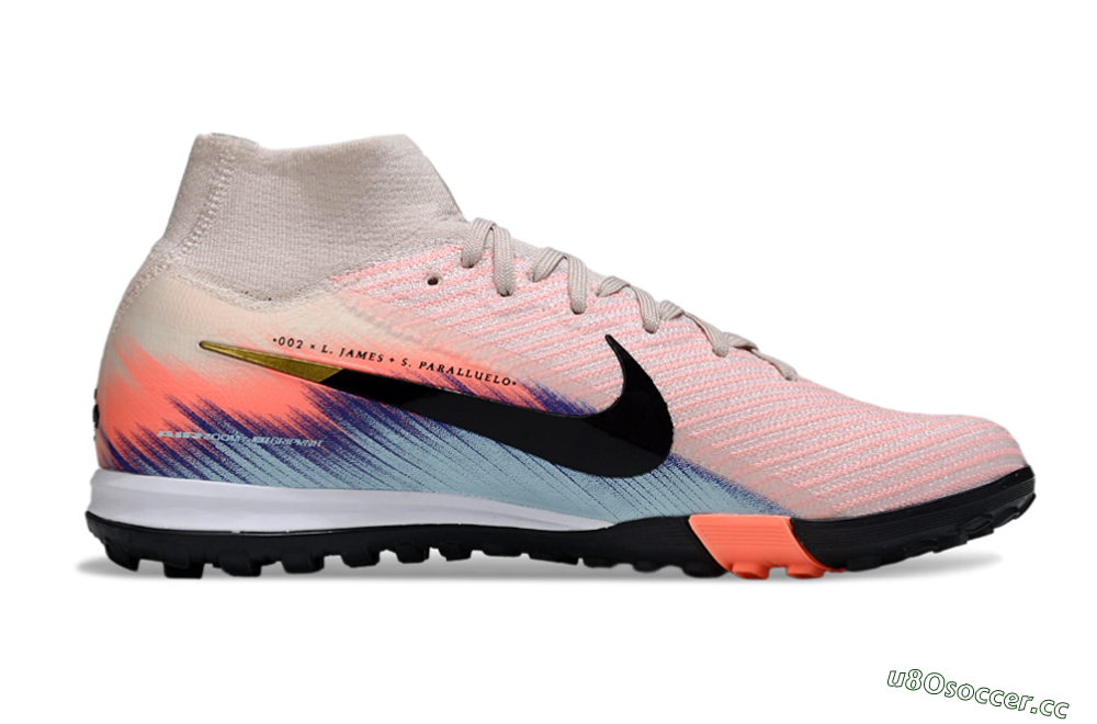 Unisex Nike Air Zoom Mercurial Superfly 10 Elite TF Artificial Turf High-Tops Football Shoes - Pink/Black/Gold 5