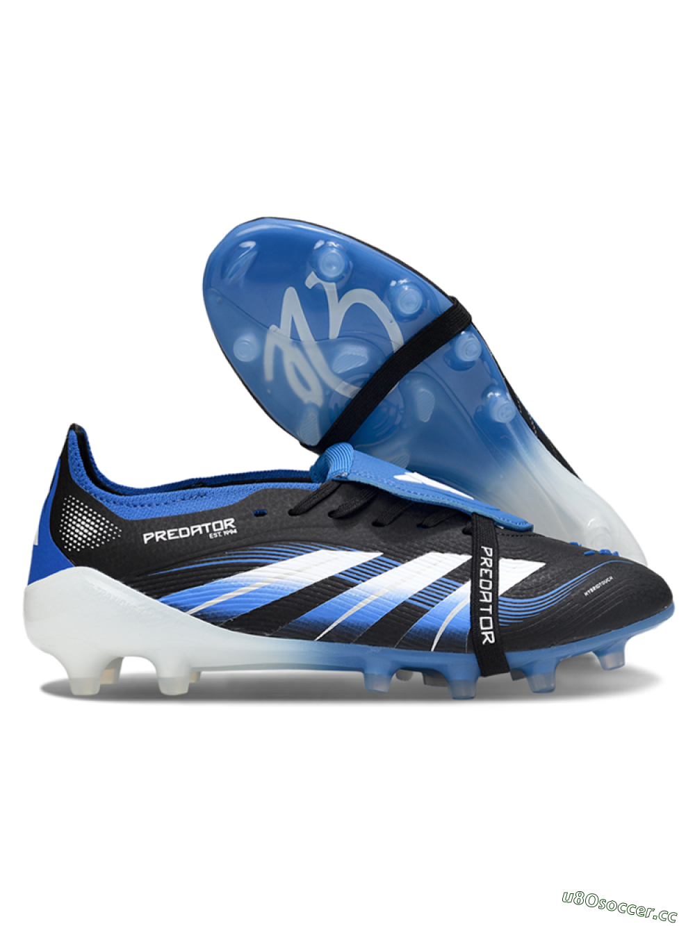Men's Adidas Predator 25 Elite Foldover Tongue FG Firm Ground Low-Tops Football Boots - Black/White/Blue 2