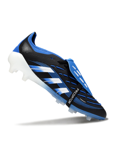 Men's Adidas Predator 25 Elite Foldover Tongue FG Firm Ground Low-Tops Football Boots - Black/White/Blue