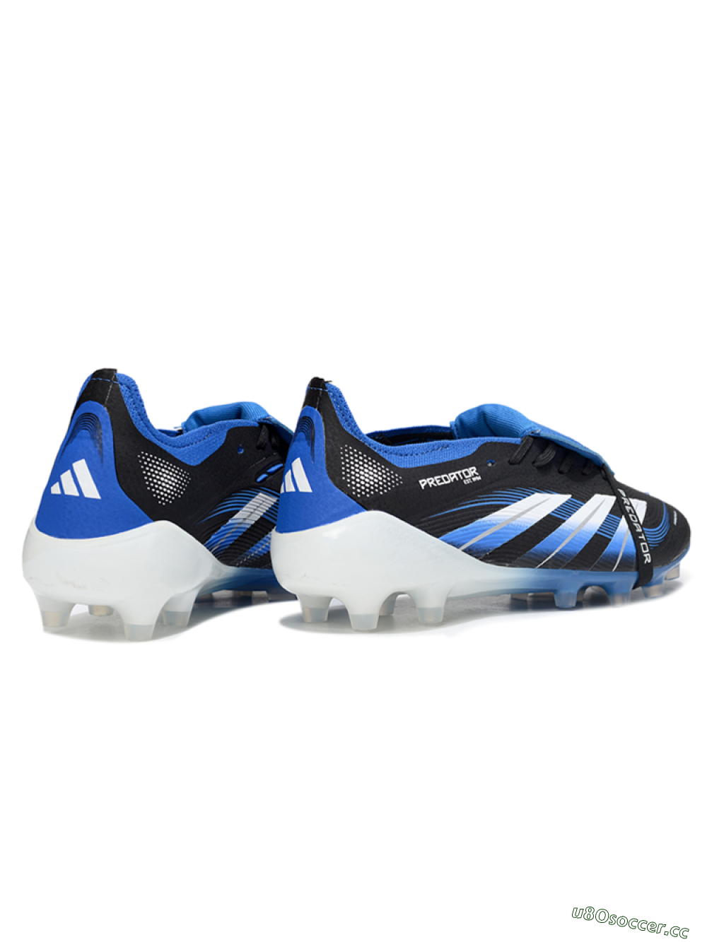 Men's Adidas Predator 25 Elite Foldover Tongue FG Firm Ground Low-Tops Football Boots - Black/White/Blue 6