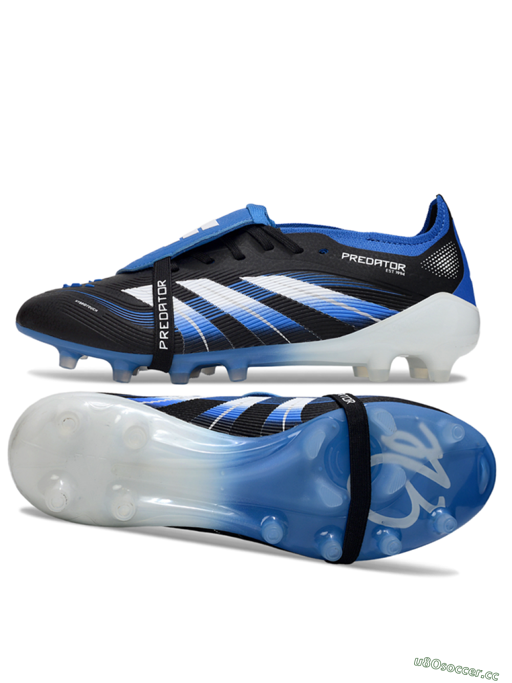 Men's Adidas Predator 25 Elite Foldover Tongue FG Firm Ground Low-Tops Football Boots - Black/White/Blue 1