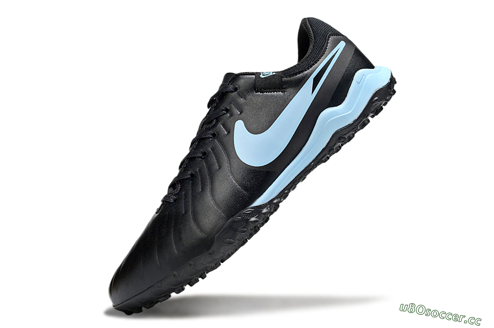 Men's Nike Tiempo Legend 10 Academy TF Artificial Turf Low-Tops Football Shoes - Black/Jade 5