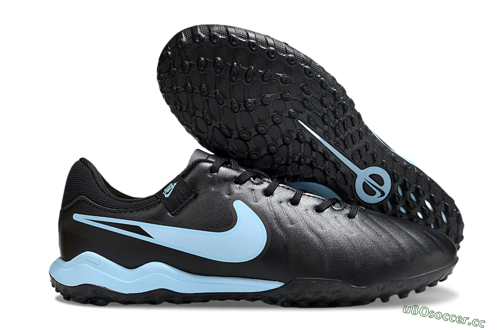Men's Nike Tiempo Legend 10 Academy TF Artificial Turf Low-Tops Football Shoes - Black/Jade 2