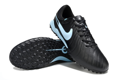 Men's Nike Tiempo Legend 10 Academy TF Artificial Turf Low-Tops Football Shoes - Black/Jade