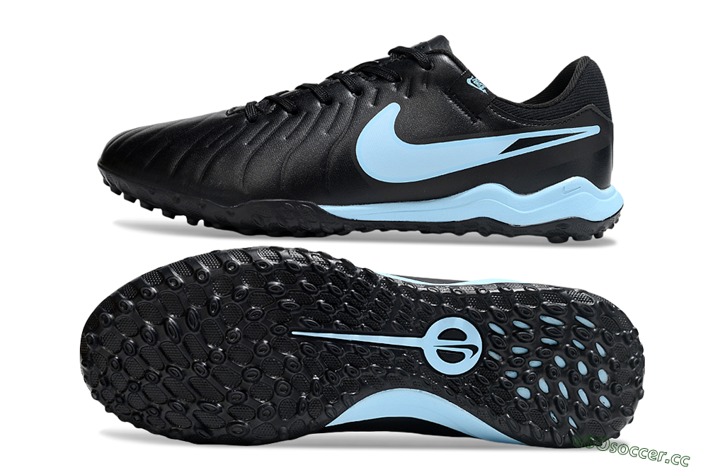 Men's Nike Tiempo Legend 10 Academy TF Artificial Turf Low-Tops Football Shoes - Black/Jade 1