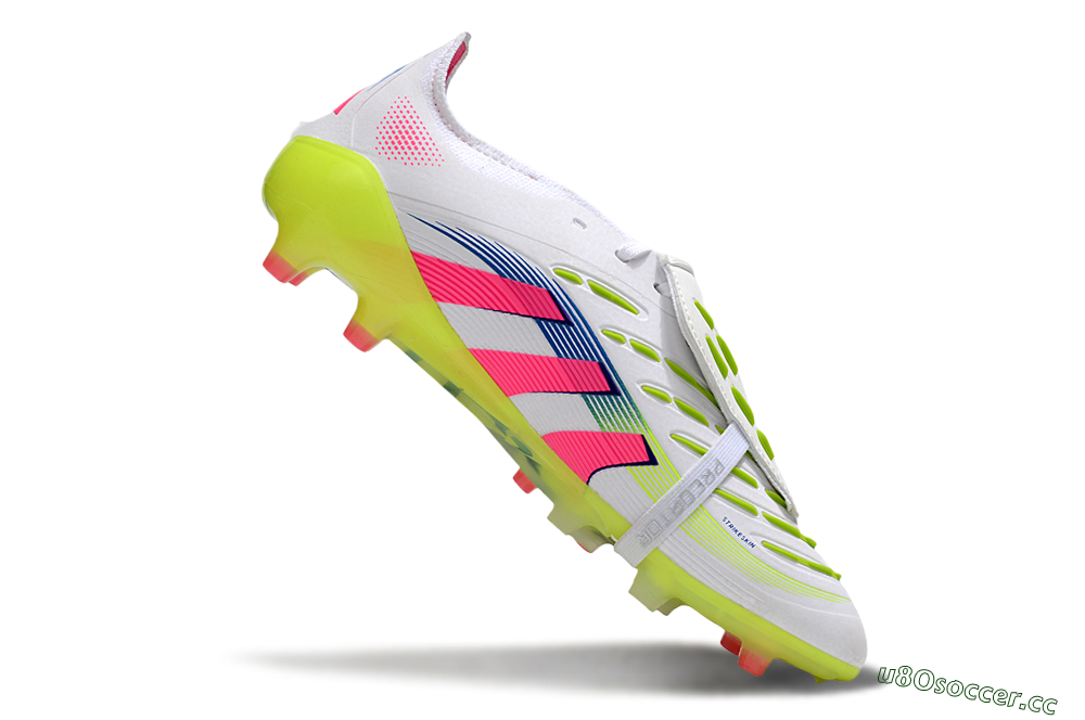 Men's Adidas Predator 25 Elite Foldover Tongue FG Firm Ground Low-Tops Football Boots - White/Pink/Yellow 4