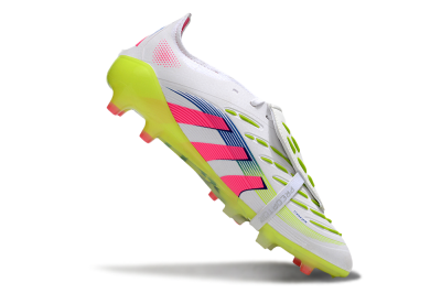 Men's Adidas Predator 25 Elite Foldover Tongue FG Firm Ground Low-Tops Football Boots - White/Pink/Yellow