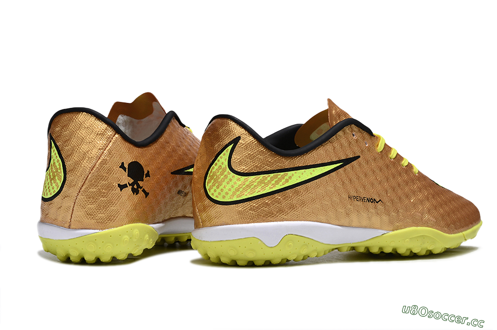 Men's Nike Hypervenom Phantom TF Artificial Turf Low-Tops Football Shoes - Gold/Black/Yellow 6