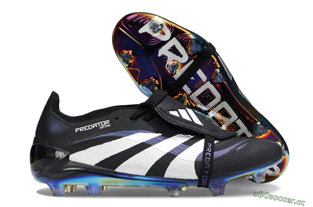 Unisex Adidas Predator 25 EliteFoldover Tongue FG Firm Ground Low-Tops Football Boots - Black/Silver/Blue 2