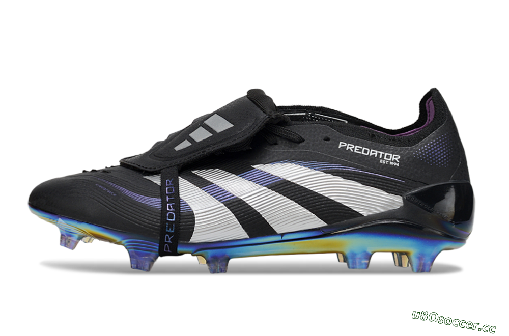 Unisex Adidas Predator 25 EliteFoldover Tongue FG Firm Ground Low-Tops Football Boots - Black/Silver/Blue 0