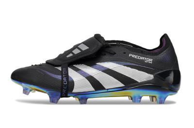 Unisex Adidas Predator 25 EliteFoldover Tongue FG Firm Ground Low-Tops Football Boots - Black/Silver/Blue