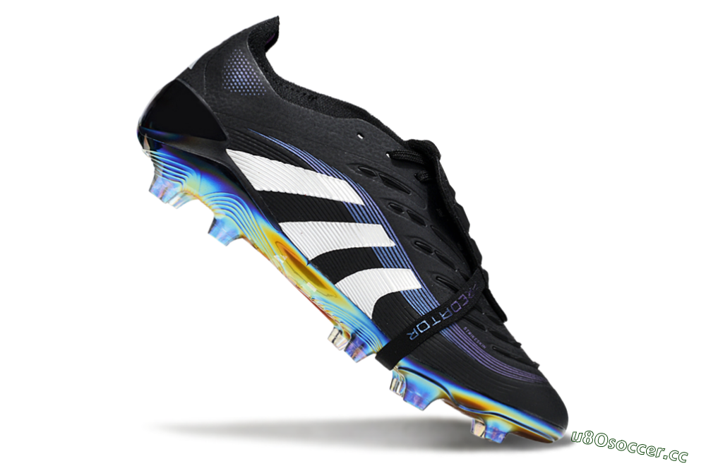 Unisex Adidas Predator 25 EliteFoldover Tongue FG Firm Ground Low-Tops Football Boots - Black/Silver/Blue 4