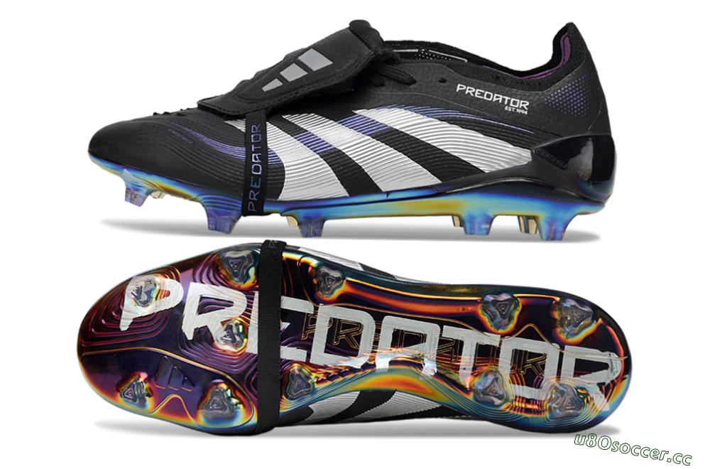 Unisex Adidas Predator 25 EliteFoldover Tongue FG Firm Ground Low-Tops Football Boots - Black/Silver/Blue 1