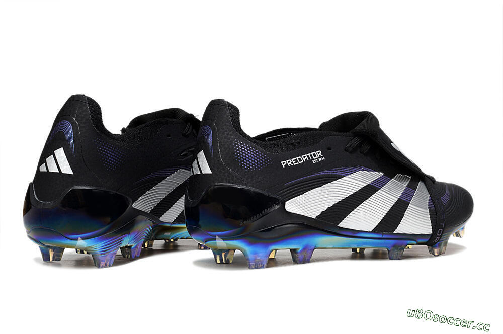 Unisex Adidas Predator 25 EliteFoldover Tongue FG Firm Ground Low-Tops Football Boots - Black/Silver/Blue 6