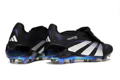 Unisex Adidas Predator 25 EliteFoldover Tongue FG Firm Ground Low-Tops Football Boots - Black/Silver/Blue