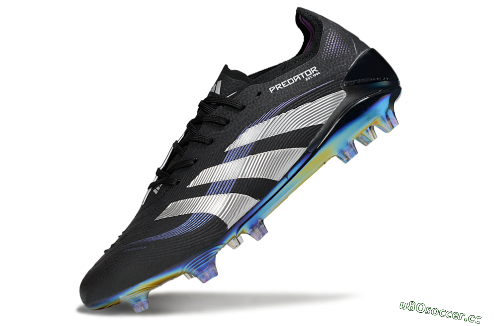 Unisex Adidas Predator 25 Elite FG Firm Ground Low-Tops Football Boots - Black/Silver/Blue 5