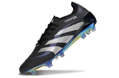 Unisex Adidas Predator 25 Elite FG Firm Ground Low-Tops Football Boots - Black/Silver/Blue