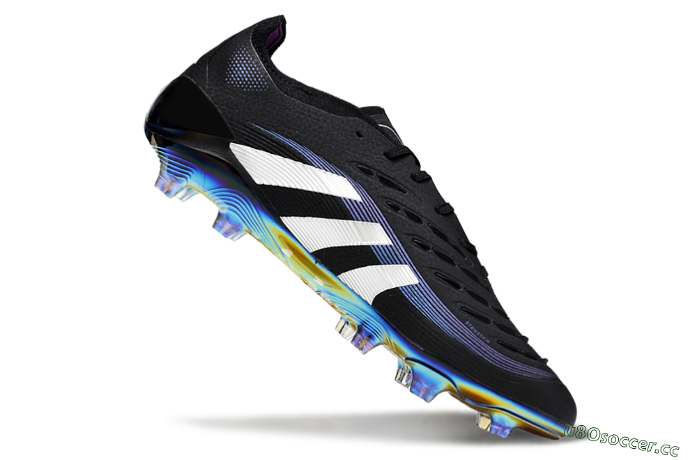 Unisex Adidas Predator 25 Elite FG Firm Ground Low-Tops Football Boots - Black/Silver/Blue 4