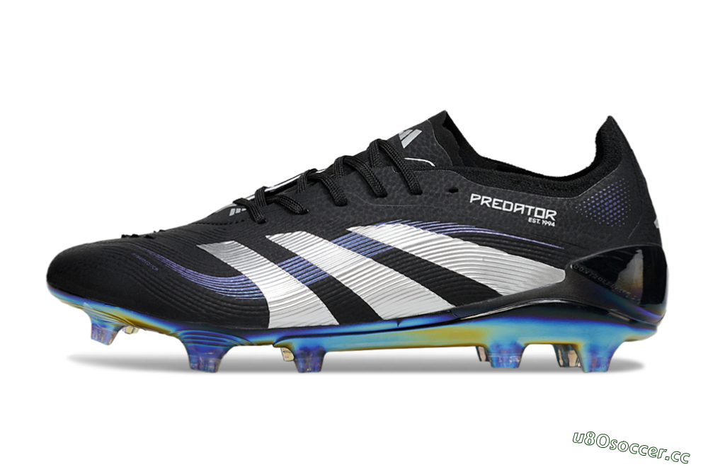 Unisex Adidas Predator 25 Elite FG Firm Ground Low-Tops Football Boots - Black/Silver/Blue 0