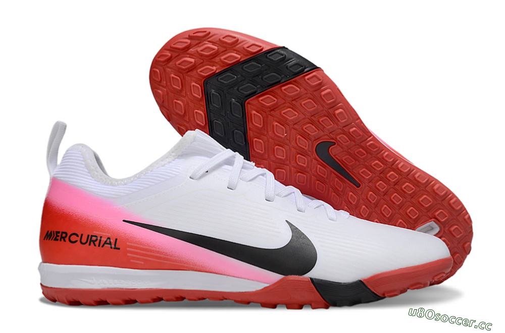 Unisex Nike Air Zoom Mercurial Vapor 16 Pro TF Artificial Turf Low-Tops Football Shoes - White/Black/Red 2