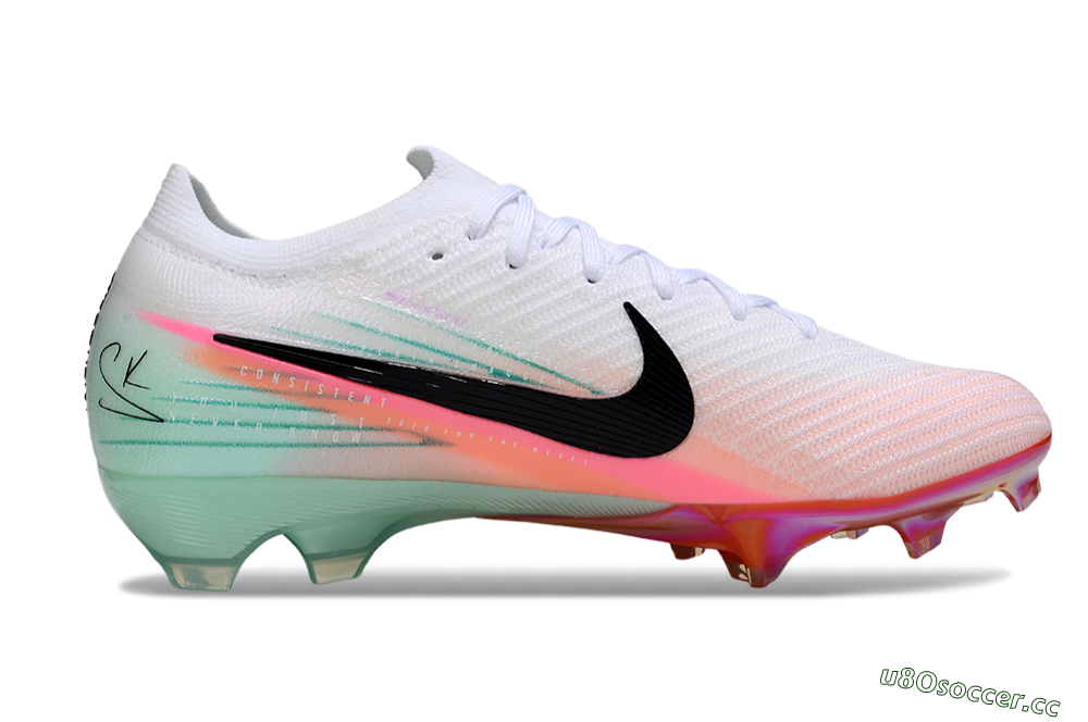 Unisex Nike Air Zoom Mercurial Vapor 16 Elite FG Firm Ground Low-Tops Football Boots - White/Black/Pink 5