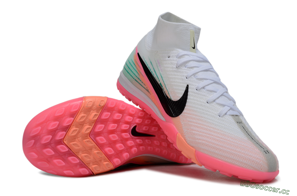 Unisex Nike Air Zoom Mercurial Superfly 10 Elite TF Artificial Turf High-Tops Football Shoes - White/Pink/Black 1