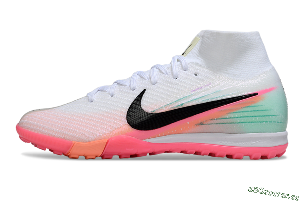 Unisex Nike Air Zoom Mercurial Superfly 10 Elite TF Artificial Turf High-Tops Football Shoes - White/Pink/Black 0