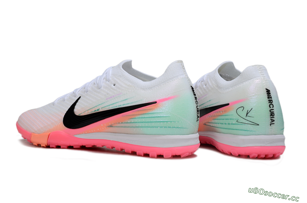 Unisex Nike Air Zoom Mercurial Vapor 16 Elite TF Artificial Turf Low-Tops Football Shoes - White/Black/Pink 4