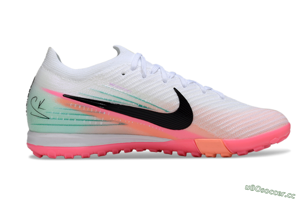 Unisex Nike Air Zoom Mercurial Vapor 16 Elite TF Artificial Turf Low-Tops Football Shoes - White/Black/Pink 5