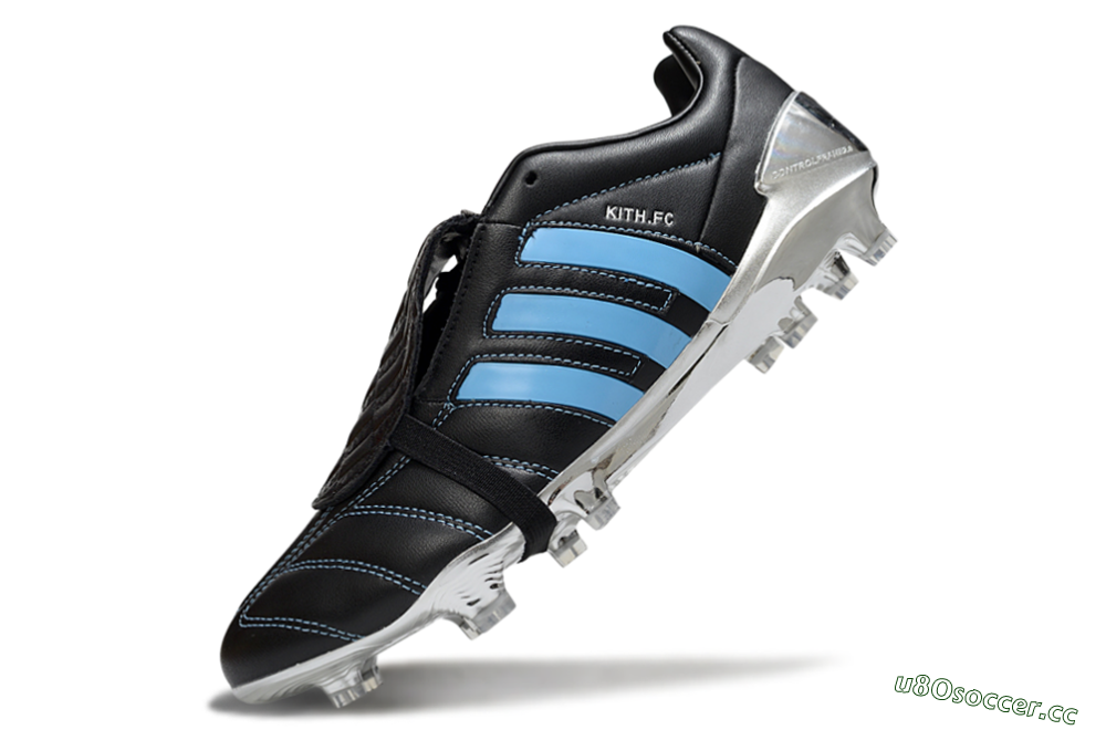 Men's Adidas Predator Accuracy Foldover Tongue FG Firm Ground Low-Tops Football Boots - Black/Blue/Silver 5