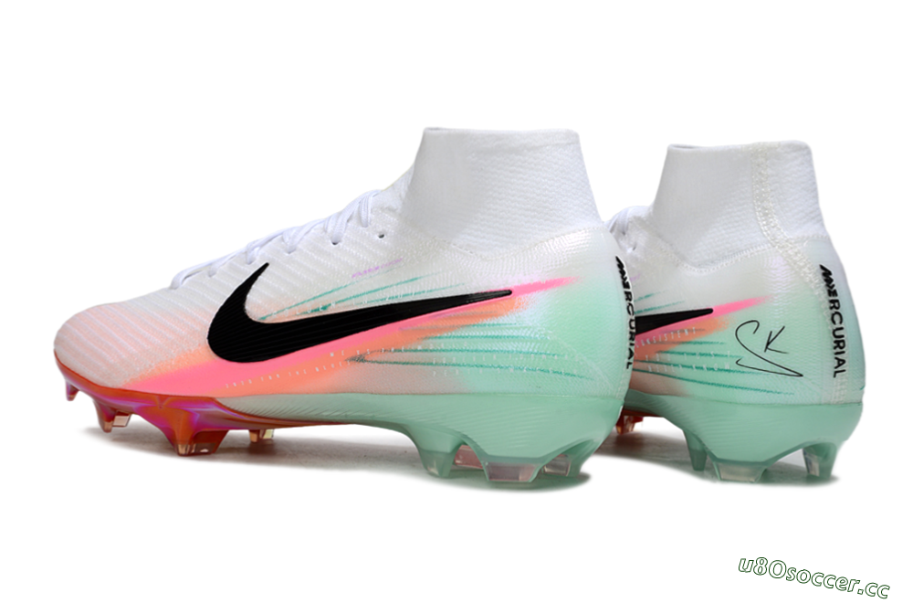 Unisex Nike Air Zoom Mercurial Superfly 10 Elite FG Firm Ground High-Tops Football Boots - White/Pink/Black 4