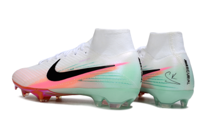 Unisex Nike Air Zoom Mercurial Superfly 10 Elite FG Firm Ground High-Tops Football Boots - White/Pink/Black