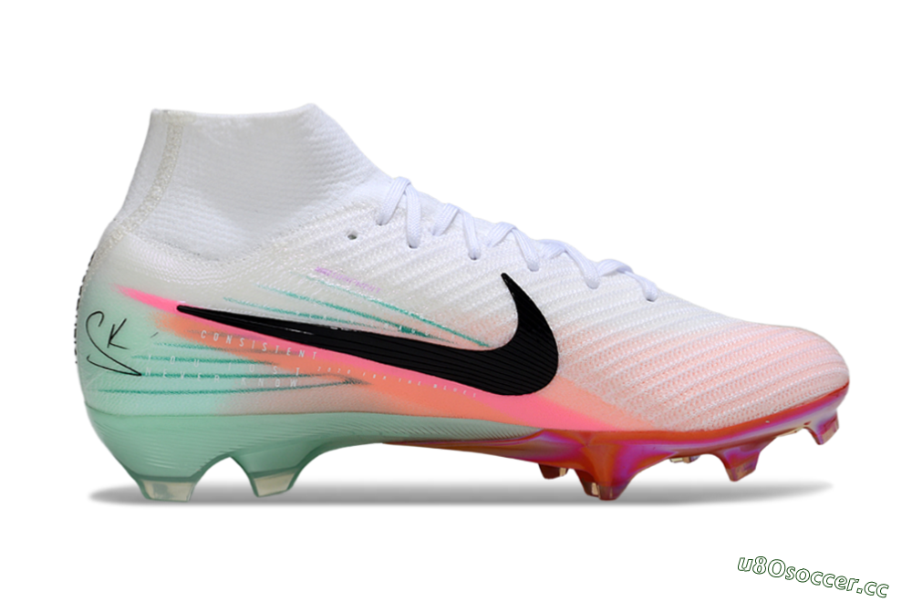 Unisex Nike Air Zoom Mercurial Superfly 10 Elite FG Firm Ground High-Tops Football Boots - White/Pink/Black 5
