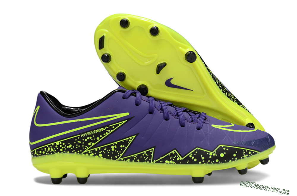 Men's Nike Hypervenom Phantom FG Firm Ground Low-Tops Football Boots - Purple/Black/Yellow 2