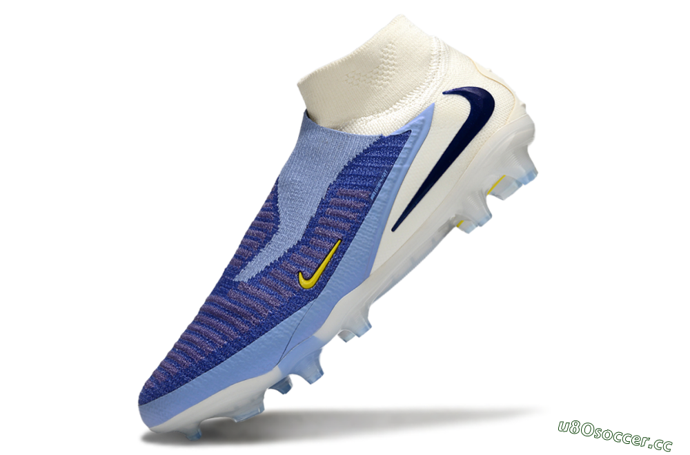Unisex Nike Phantom 6 Elite FG Firm Ground High-Tops Football Boots - Blue/White/Black 6