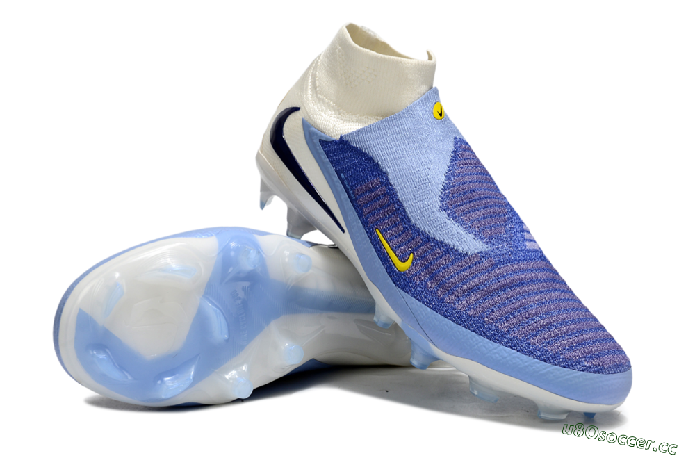 Unisex Nike Phantom 6 Elite FG Firm Ground High-Tops Football Boots - Blue/White/Black 4