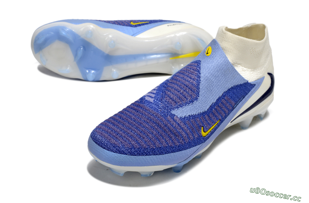Unisex Nike Phantom 6 Elite FG Firm Ground High-Tops Football Boots - Blue/White/Black 3