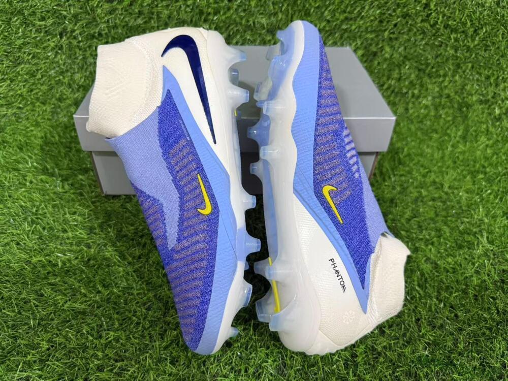 Unisex Nike Phantom 6 Elite FG Firm Ground High-Tops Football Boots - Blue/White/Black