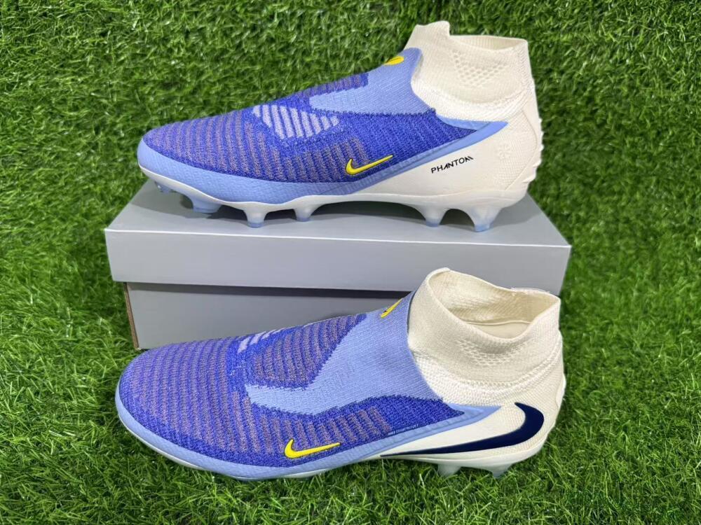 Unisex Nike Phantom 6 Elite FG Firm Ground High-Tops Football Boots - Blue/White/Black