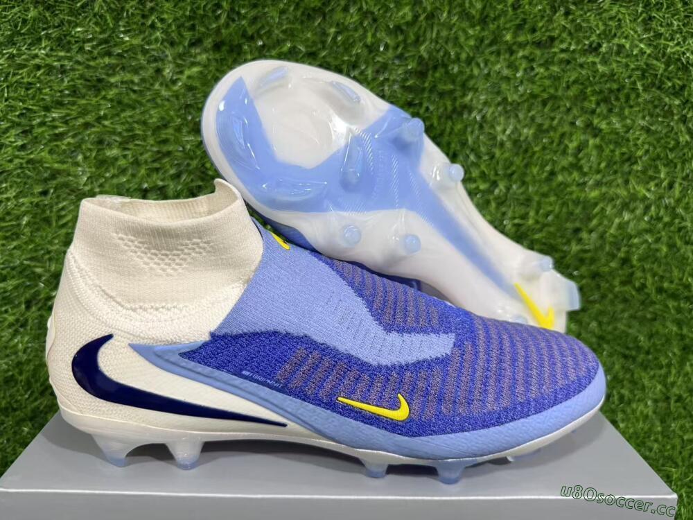 Unisex Nike Phantom 6 Elite FG Firm Ground High-Tops Football Boots - Blue/White/Black