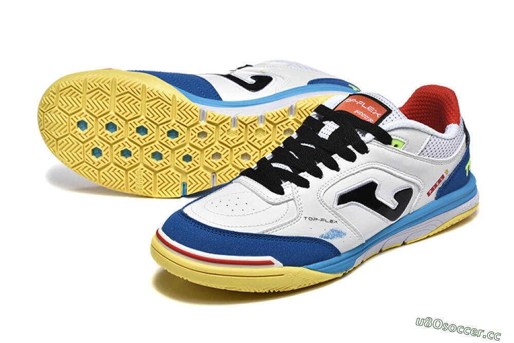 Men's Joma Top Flex IC Indoor & Futsal Low-Tops Football Shoes - White/Black/Blue 3