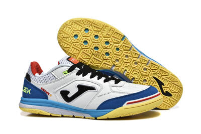 Men's Joma Top Flex IC Indoor & Futsal Low-Tops Football Shoes - White/Black/Blue