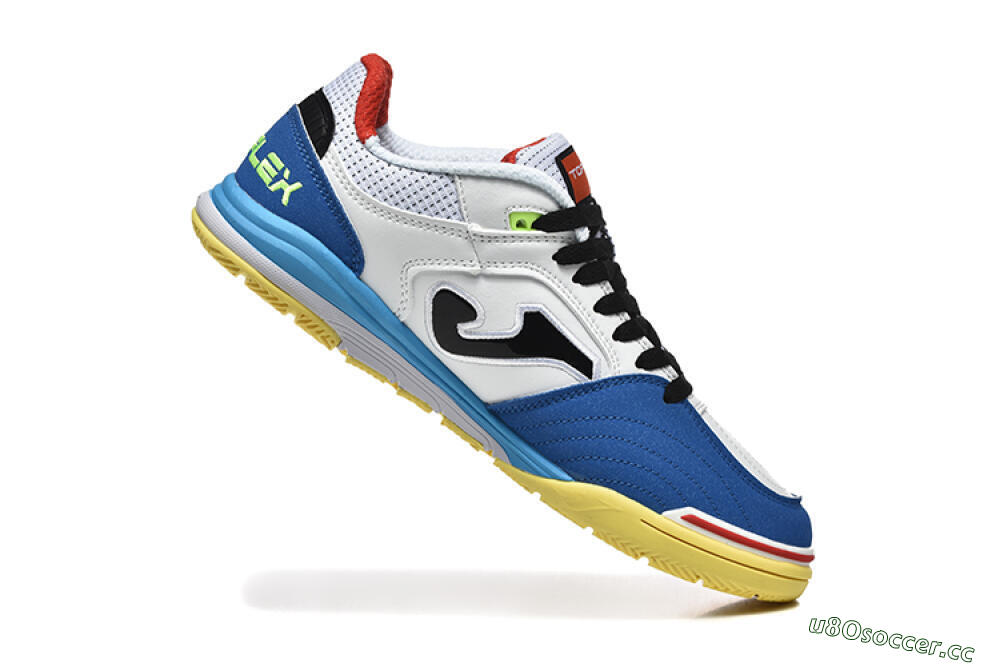 Men's Joma Top Flex IC Indoor & Futsal Low-Tops Football Shoes - White/Black/Blue 7
