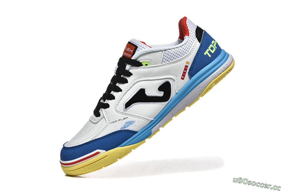 Men's Joma Top Flex IC Indoor & Futsal Low-Tops Football Shoes - White/Black/Blue 8