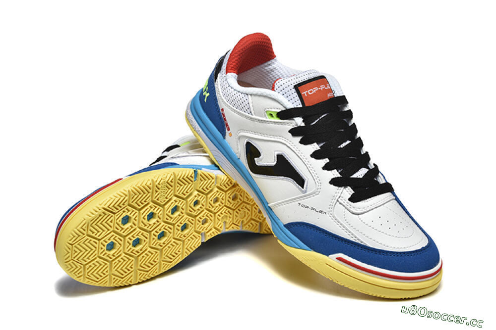Men's Joma Top Flex IC Indoor & Futsal Low-Tops Football Shoes - White/Black/Blue 4