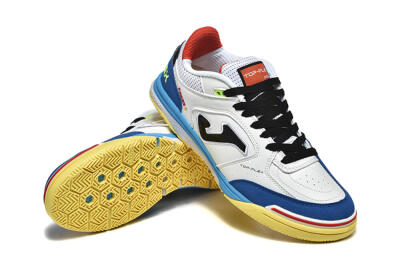 Men's Joma Top Flex IC Indoor & Futsal Low-Tops Football Shoes - White/Black/Blue