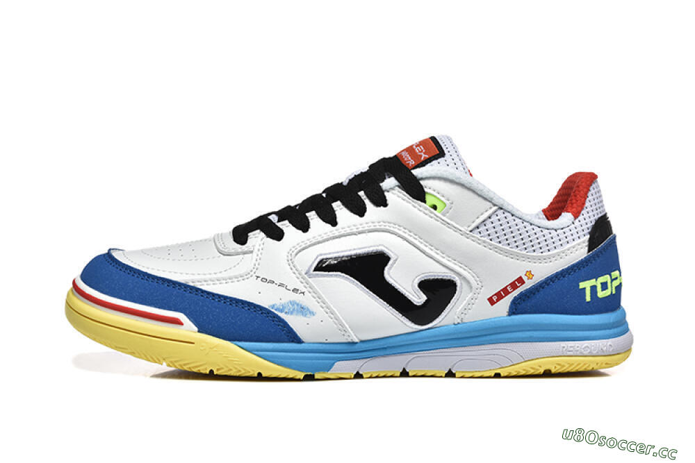 Men's Joma Top Flex IC Indoor & Futsal Low-Tops Football Shoes - White/Black/Blue 0