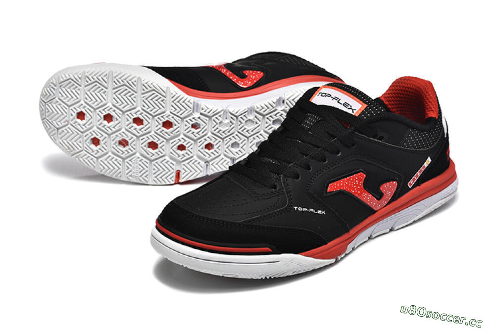 Men's Joma Top Flex IC Indoor & Futsal Low-Tops Football Shoes - Black/Red/White 3