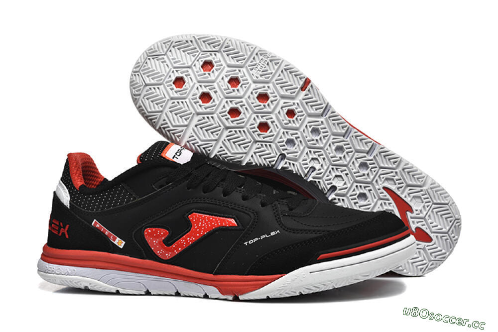 Men's Joma Top Flex IC Indoor & Futsal Low-Tops Football Shoes - Black/Red/White 2