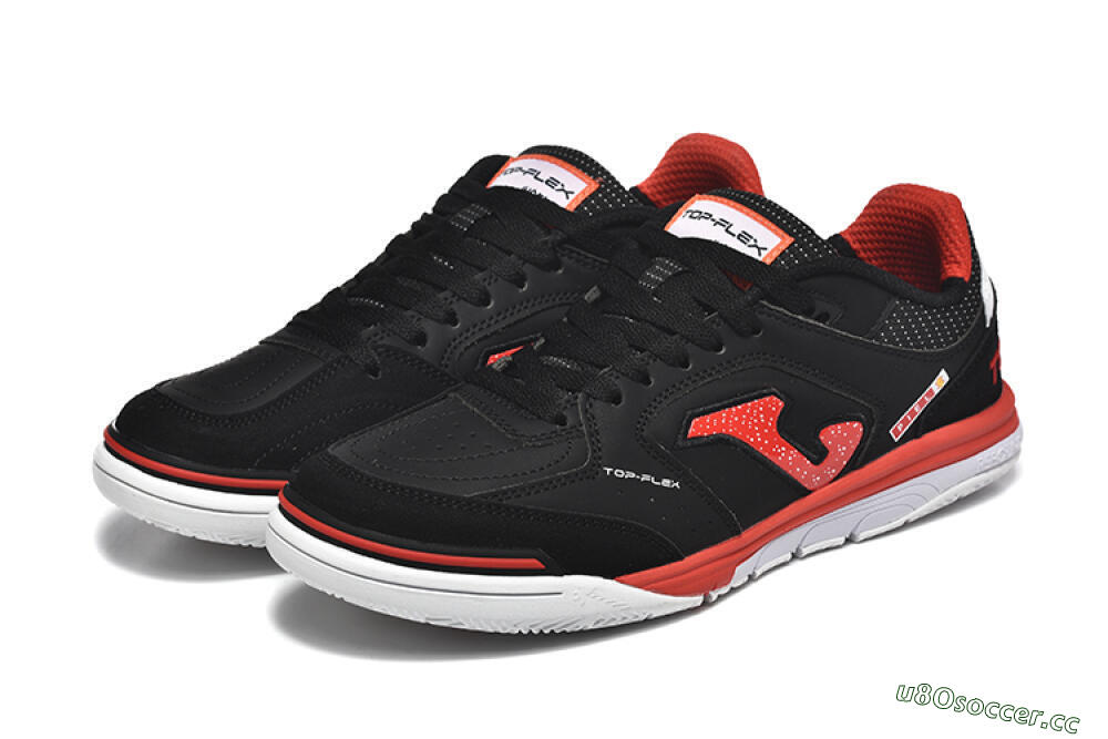 Men's Joma Top Flex IC Indoor & Futsal Low-Tops Football Shoes - Black/Red/White 5